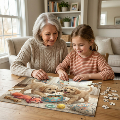 Puppies Playing Jigsaw Puzzle