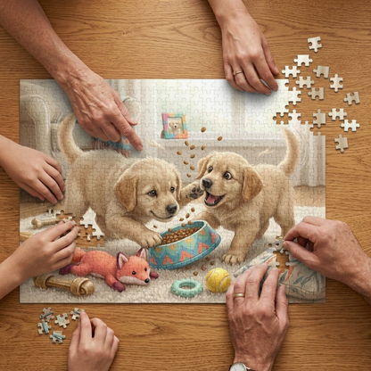 Puppies Playing Jigsaw Puzzle