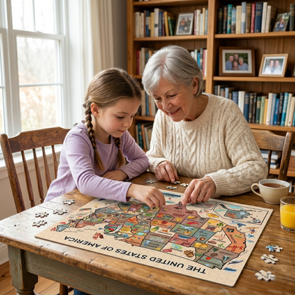 The 50 States Map Jigsaw Puzzle