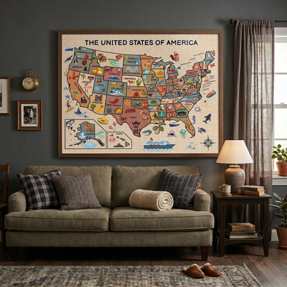 The 50 States Map Jigsaw Puzzle
