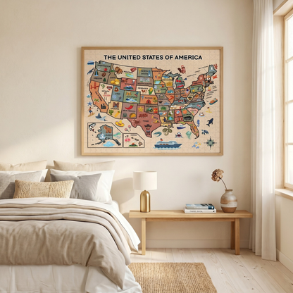 The 50 States Map Jigsaw Puzzle
